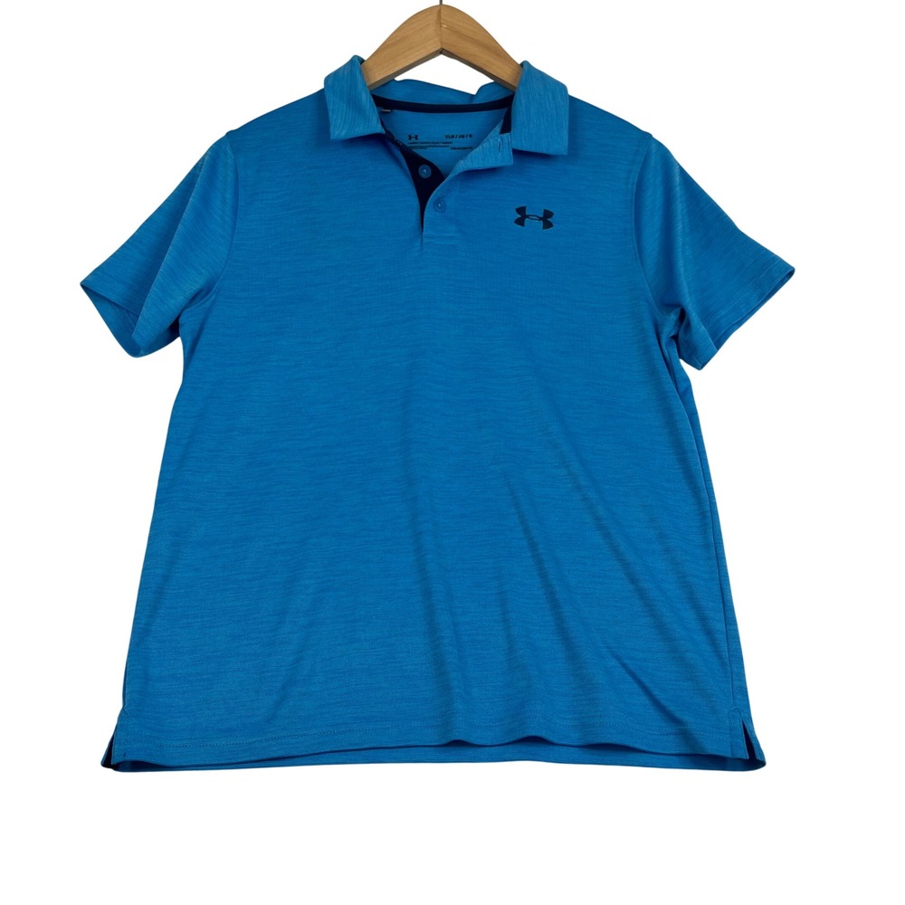 Under Armour Boys Blue HeatGear Short Sleeve Polo Shirt YLG